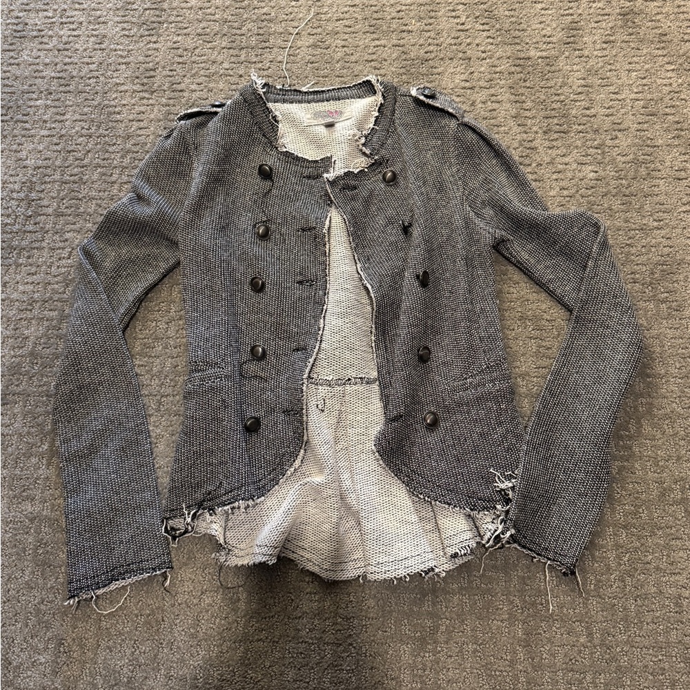 Ecote Gray Frayed Edge Blazer